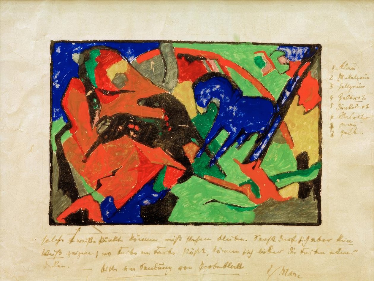 Zwei Pferde tekijältä Franz Marc