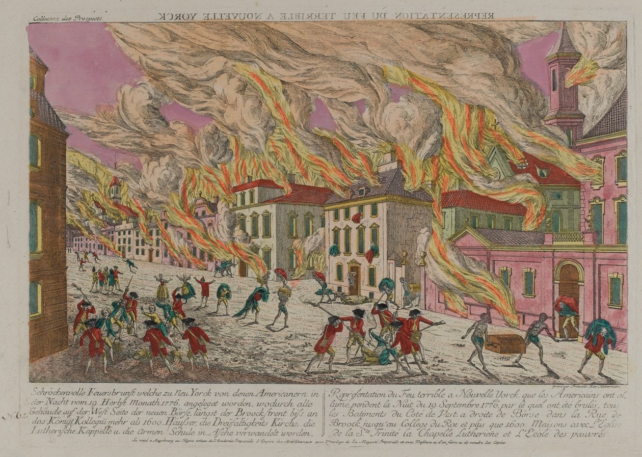 Fire, New York, noin 1776 tekijältä Franz Xaver Habermann