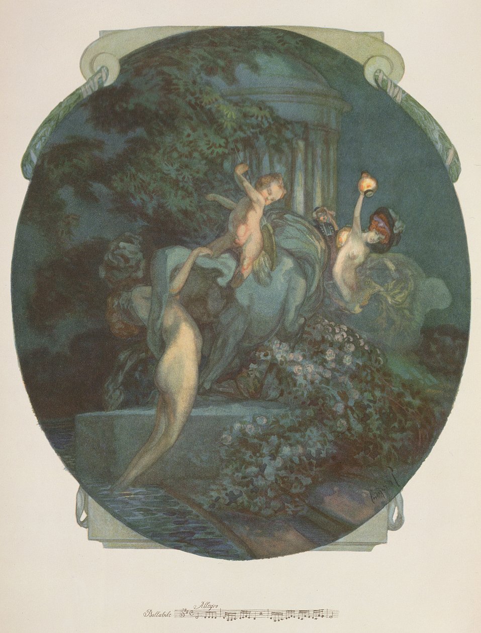 Kentauri, nymfit ja Cupid tekijältä Franz von Bayros (1866 1924)