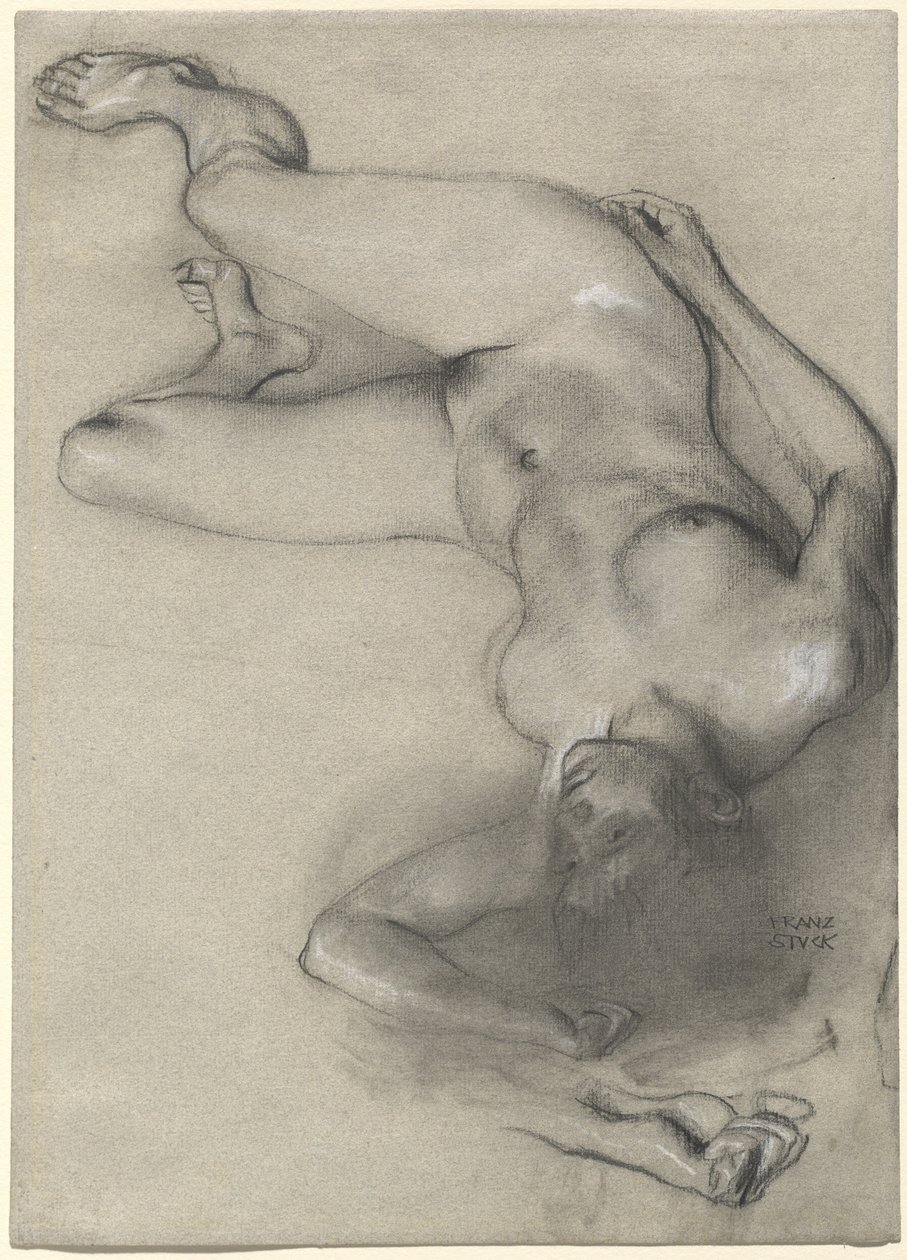Alaston nainen makaa maassa tekijältä Franz von Stuck