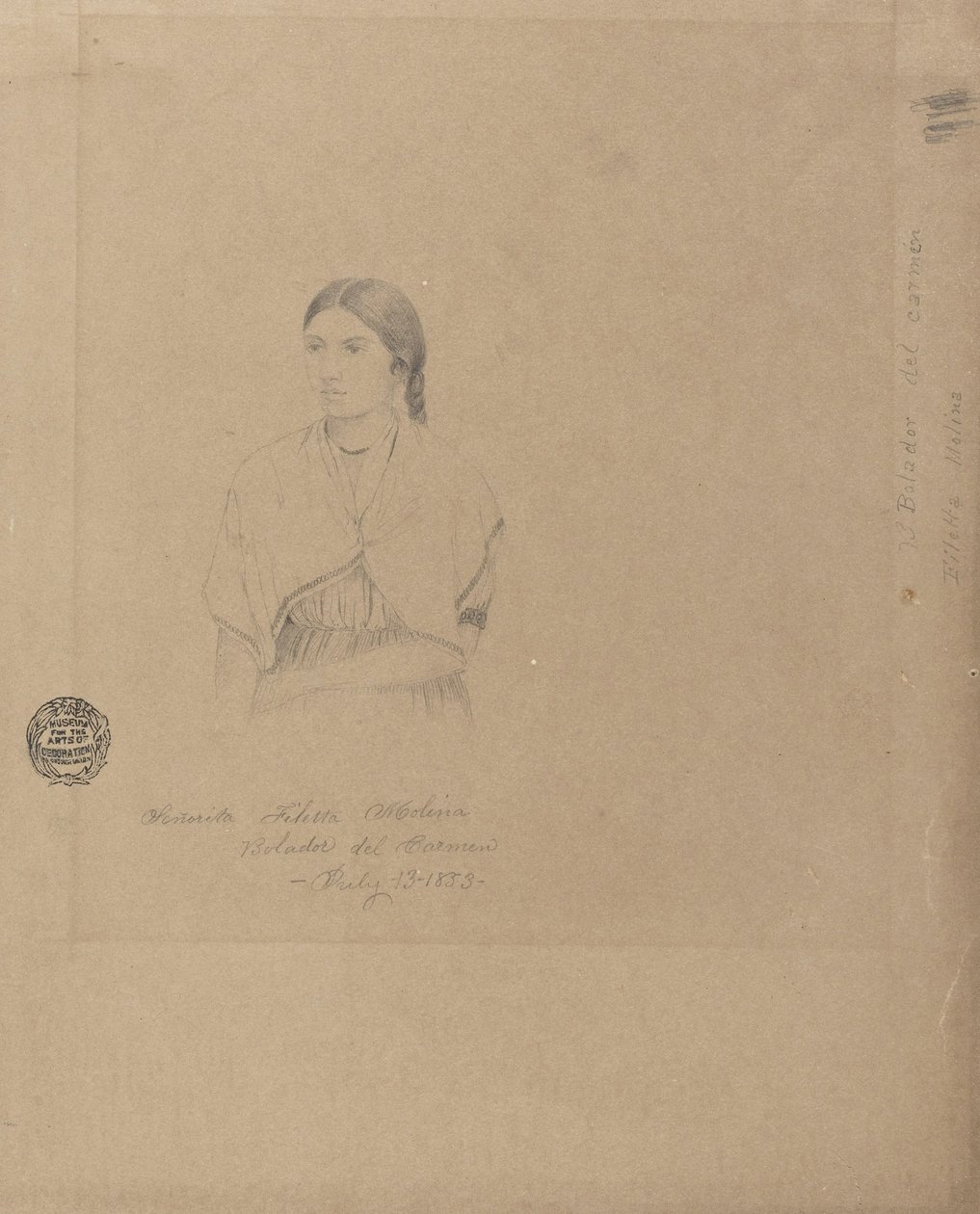 Bolivian tytön muotokuva- Senorita Filetta Molina Bolador del Carmen, Kolumbia tekijältä Frederic Edwin Church
