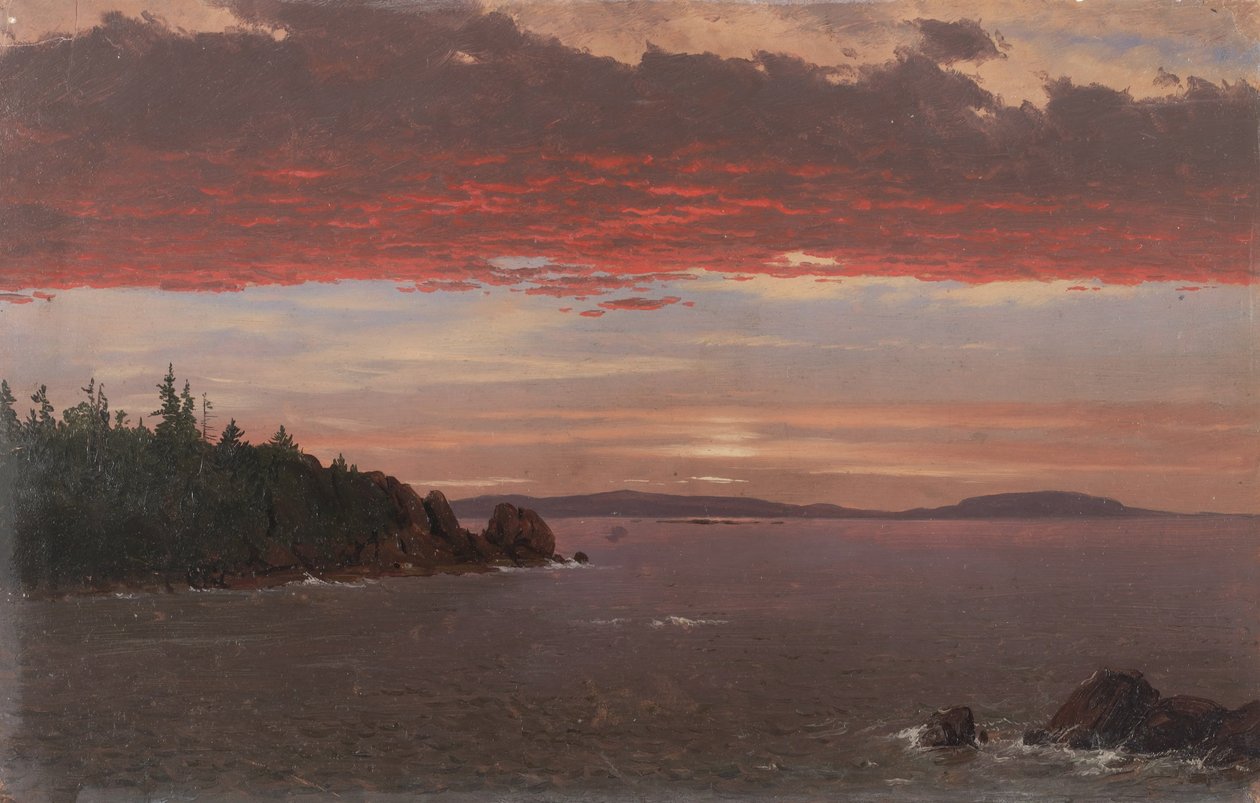 Schoodic -niemimaa Aavikon vuorelta auringonnousun aikaan tekijältä Frederic Edwin Church