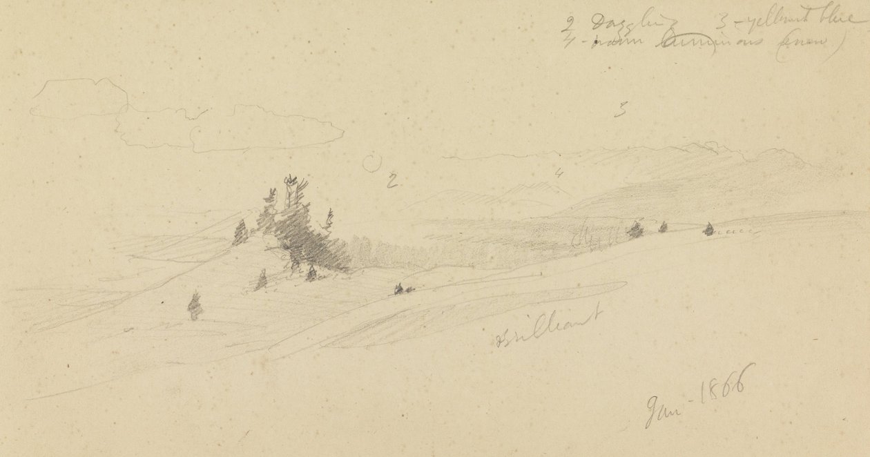 Metsäinen kukkula, Hilly Valley, Sun tekijältä Frederic Edwin Church