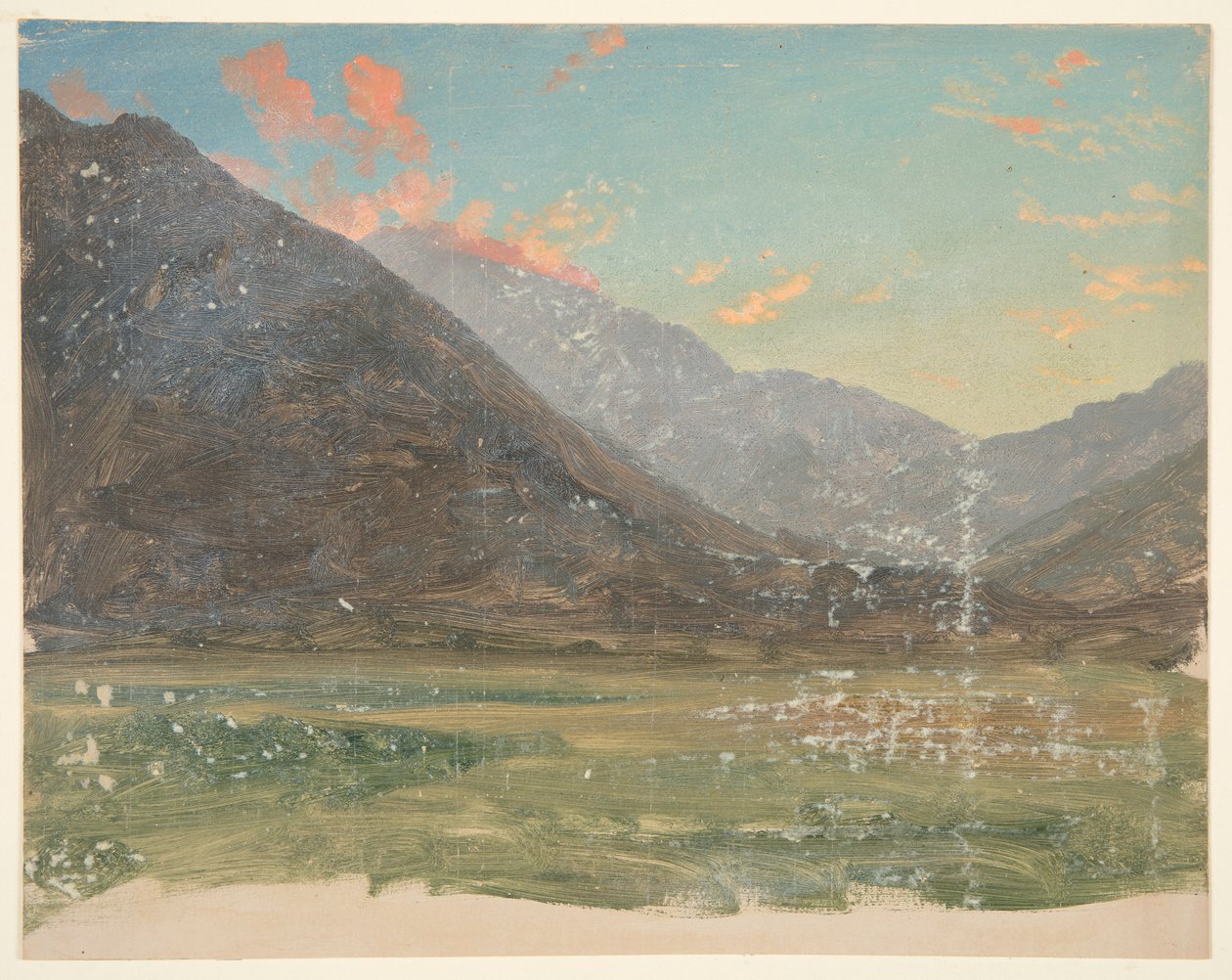 Syvä laakso, jossa auringonlaskun valaistamia pilviä tekijältä Frederic Edwin Church