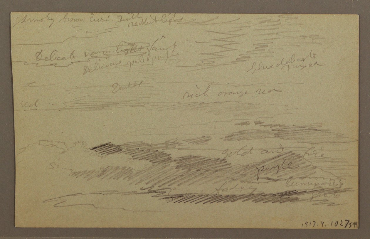 Piirros, Pilvinen taivas, mahdollisesti 1860-luku tekijältä Frederic Edwin Church