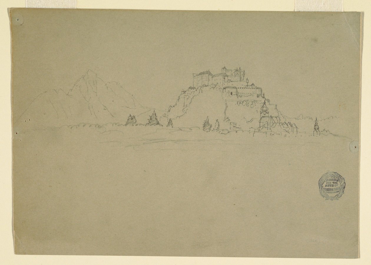 Piirros, Hehensalzburg, Itävalta (kääntöpuoli), 1868. tekijältä Frederic Edwin Church