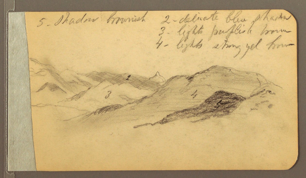 Piirros, Hills; Kääntöpuoli: Pää, 1889 tekijältä Frederic Edwin Church