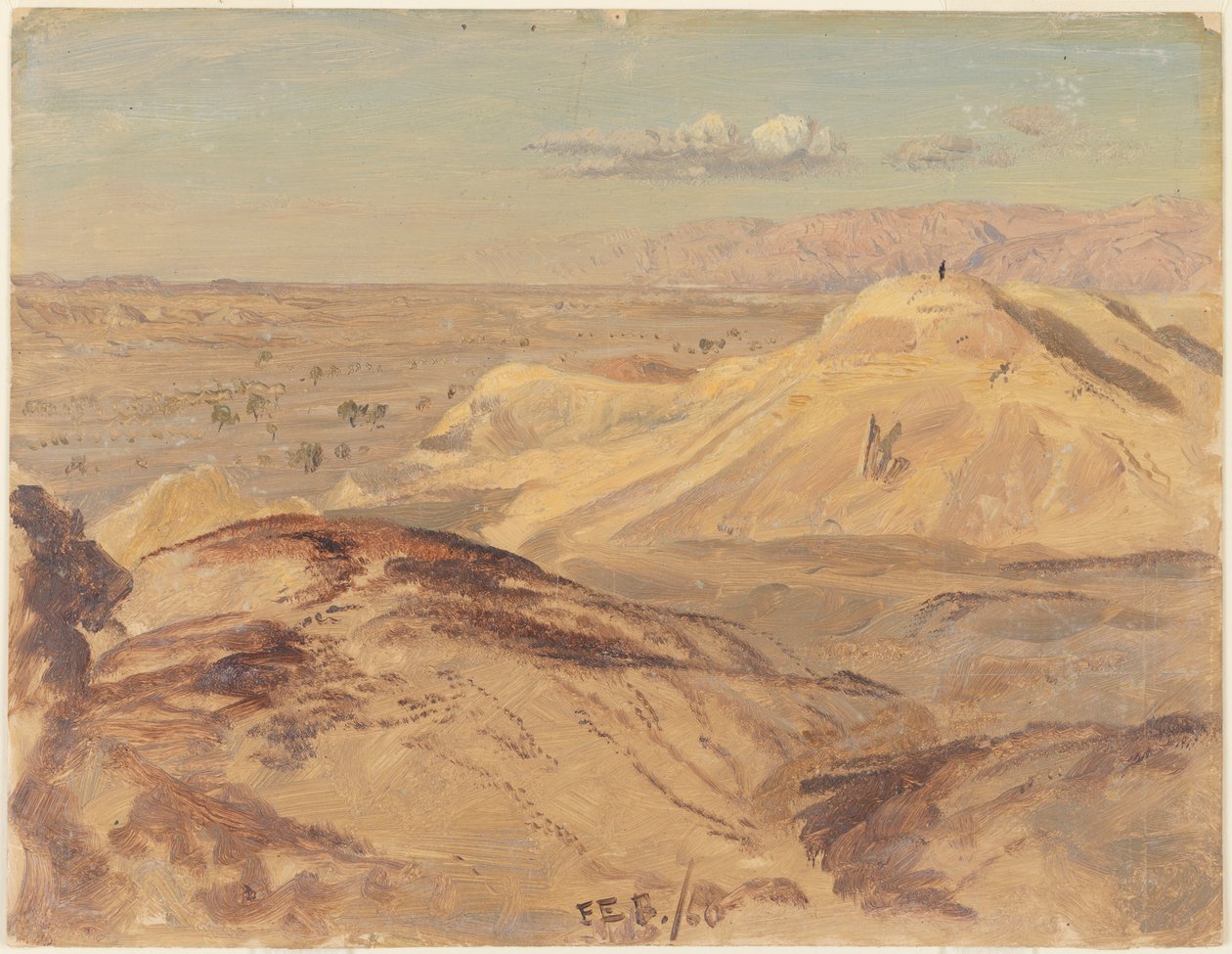 Piirros, Maisema lähellä Petraa, helmikuu 1868 tekijältä Frederic Edwin Church