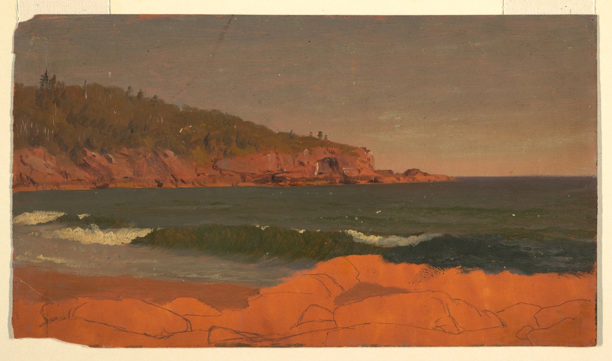 Piirros, Mainen rannikko, n. 1850 tekijältä Frederic Edwin Church