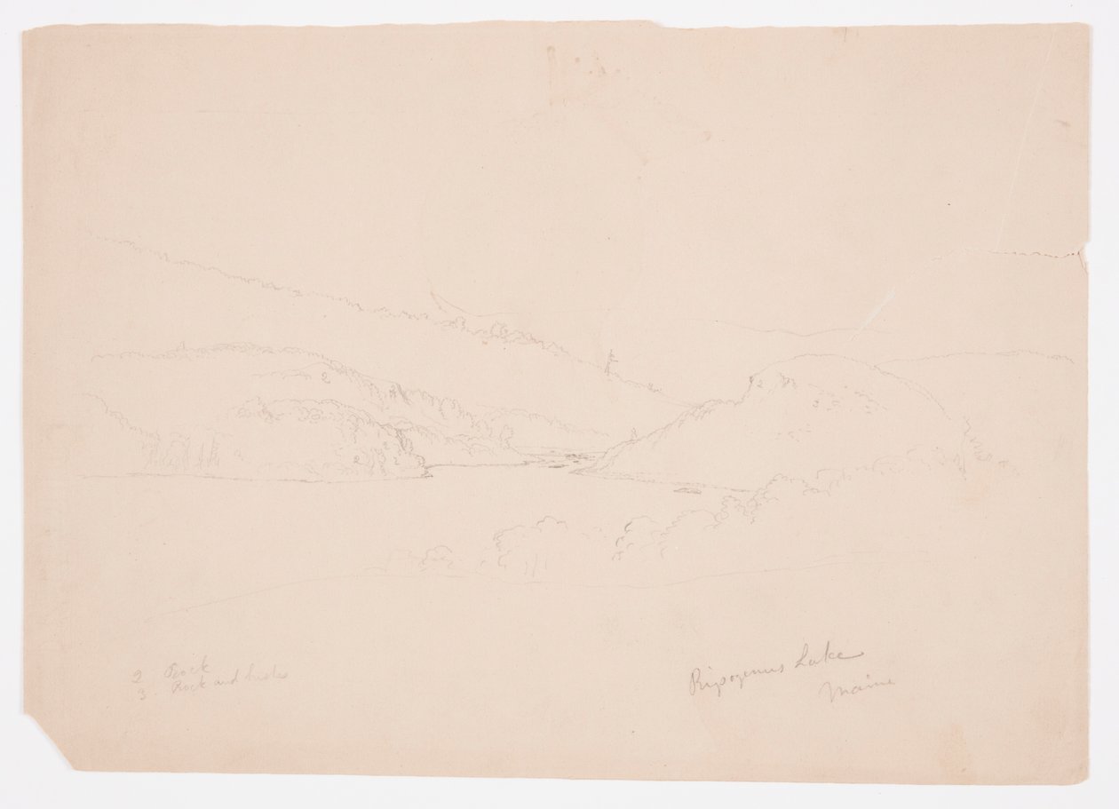 Piirros, Ripogenusjärvi, n. 1855. tekijältä Frederic Edwin Church