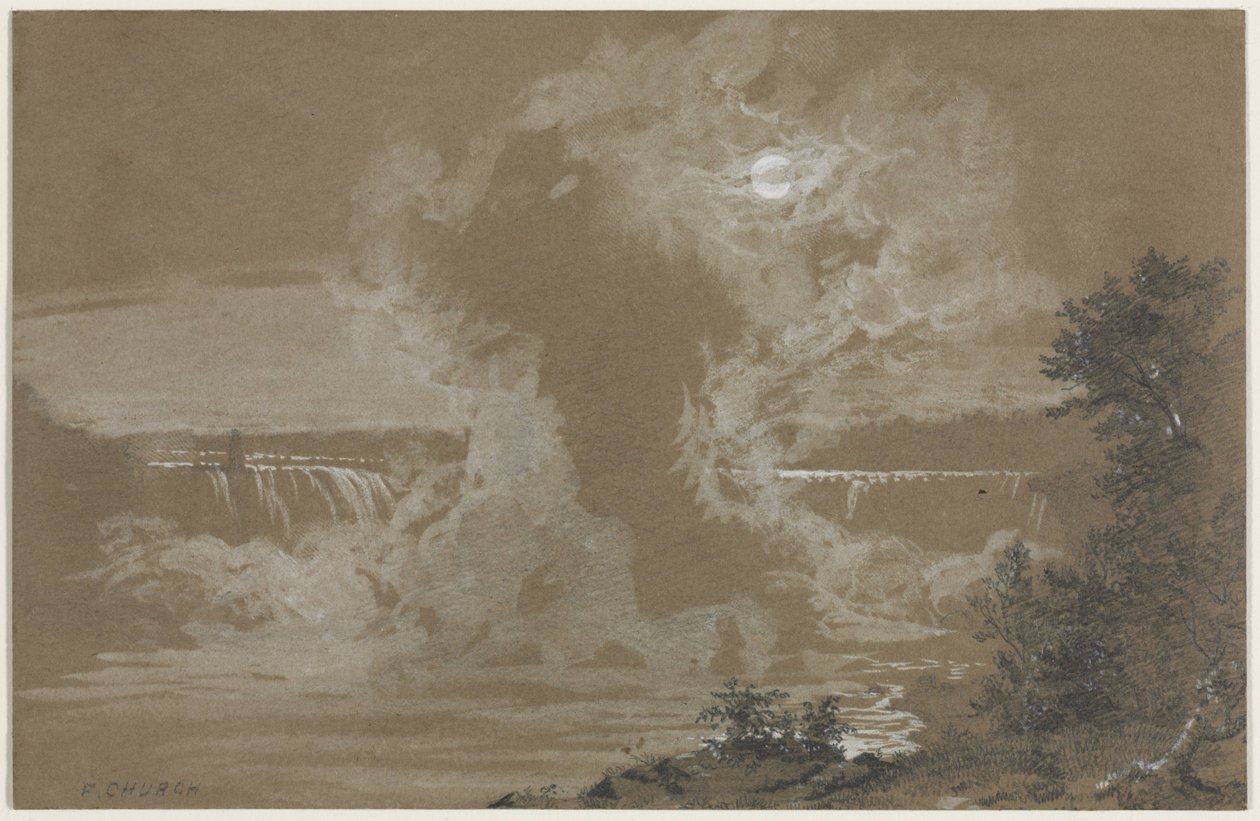 Niagaran putoukset kuunvalossa tekijältä Frederic Edwin Church