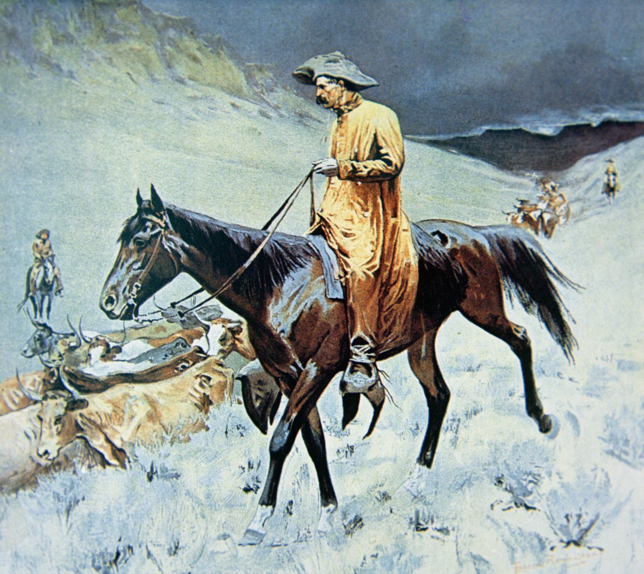 On The Trail (öljy kankaalle) tekijältä Frederic Remington