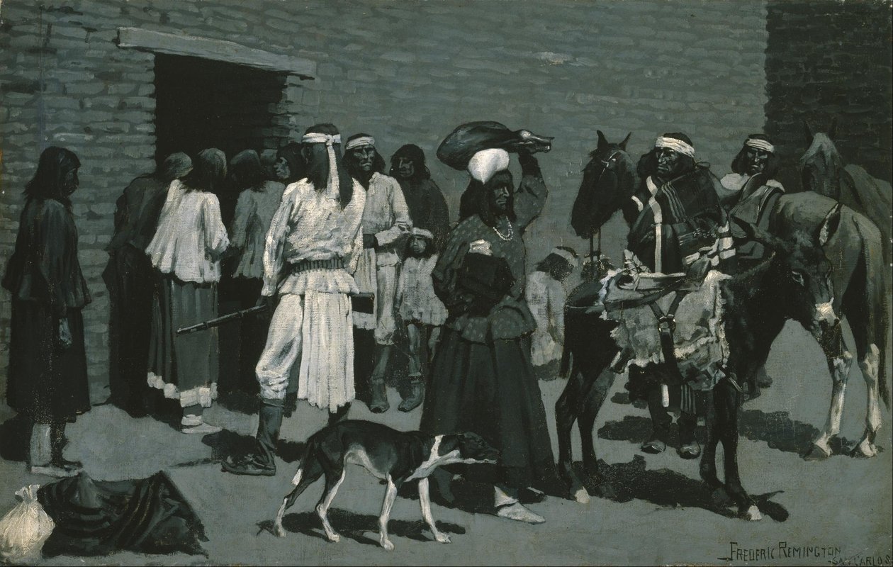 Intialainen kylä tekijältä Frederic Remington