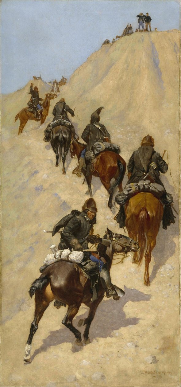 Partiolaiset kiipeävät vuorelle tekijältä Frederic Remington