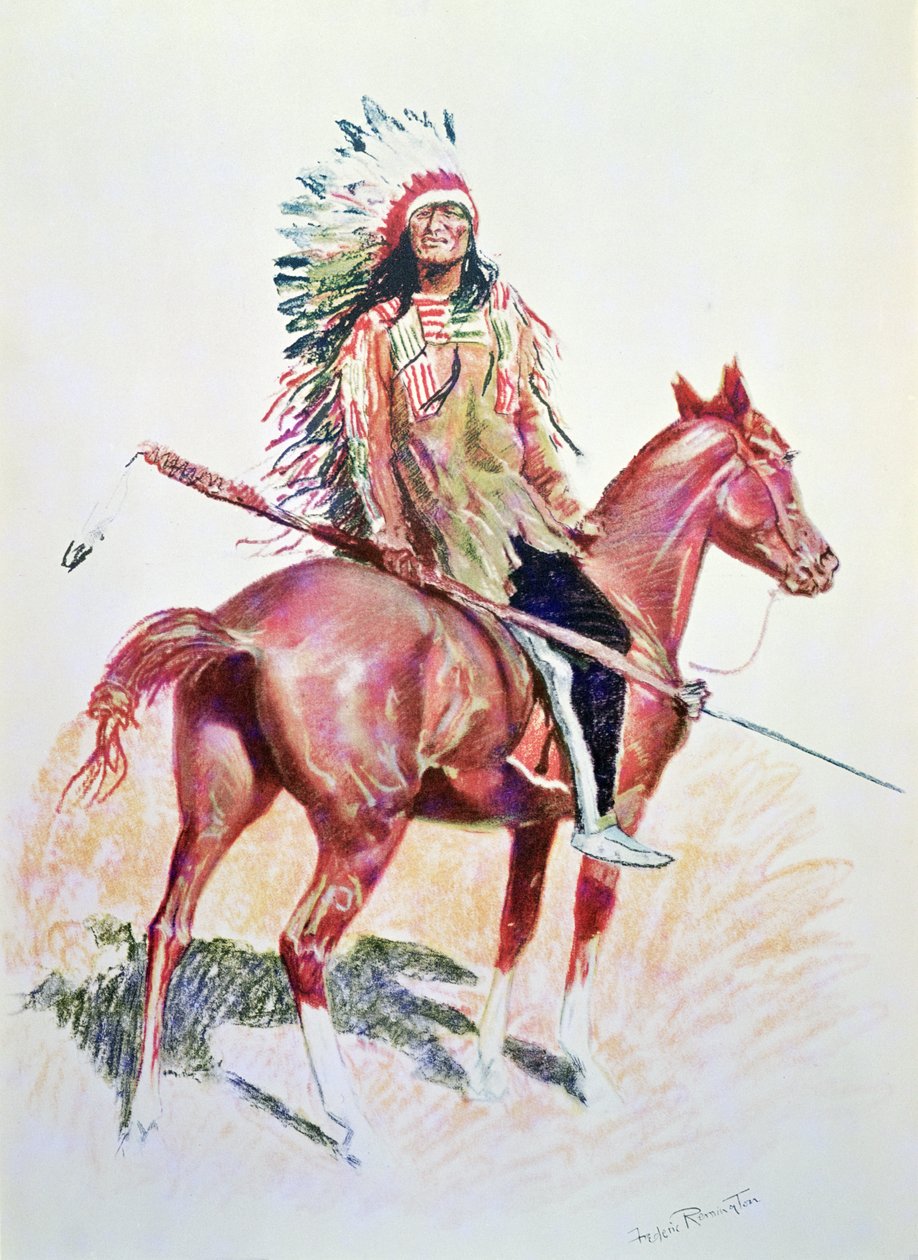 Sioux Chief (väri litho) tekijältä Frederic Remington