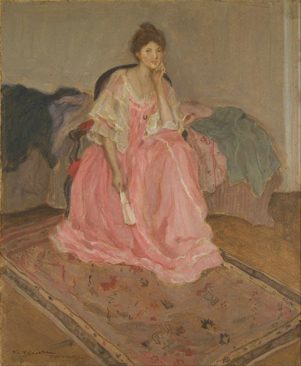 Lady vaaleanpunaisena tekijältä Frederick Carl Frieseke