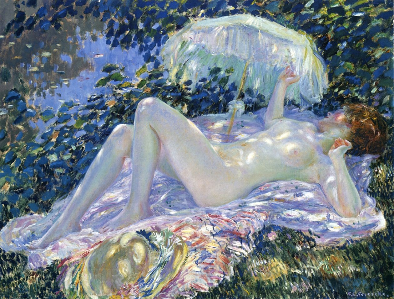 Auringonotto, noin 1913 tekijältä Frederick Carl Frieseke