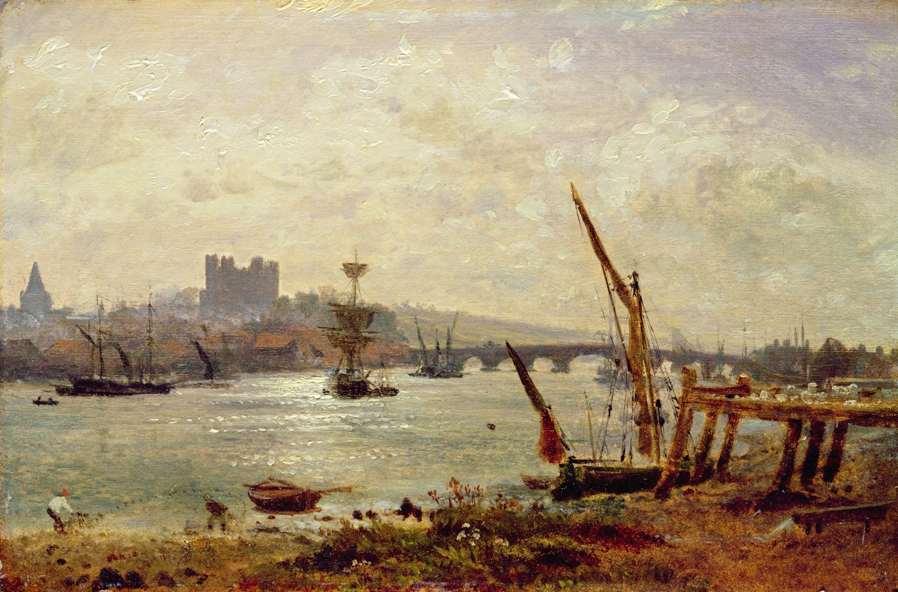 Rochesterin katedraali ja linna, n. 1820-30 tekijältä Frederick Nash