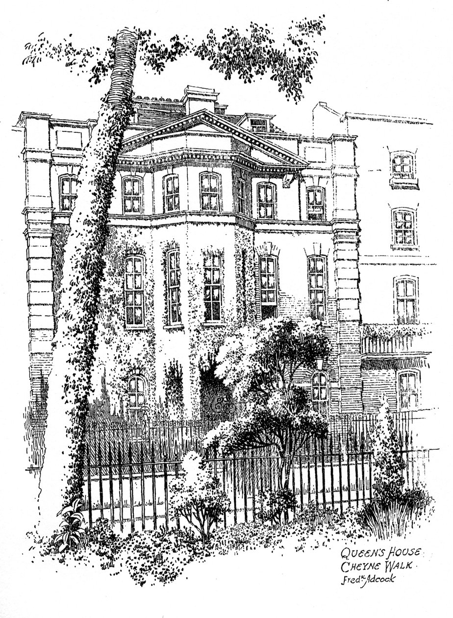Queens House, Cheyne Walk, Chelsea, Lontoo, 1912 tekijältä Frederick Adcock