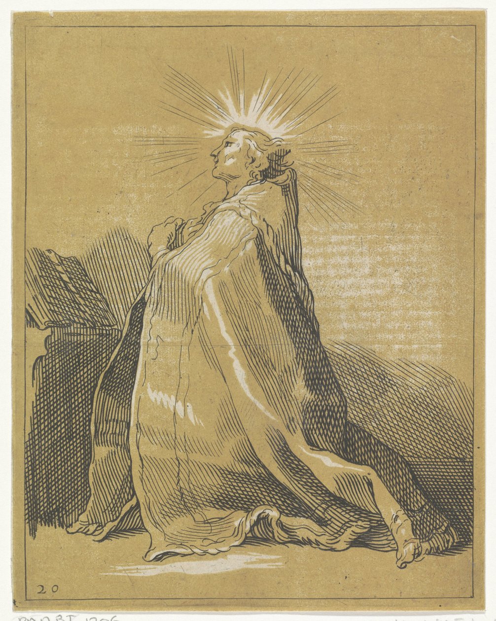 Polvistuva pyhä rukouksessa tekijältä Frederick Bloemaert