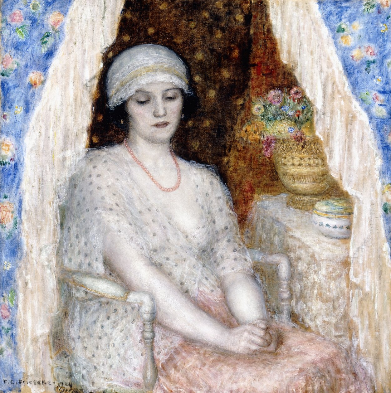 Siniset verhot tekijältä Frederick Carl Frieseke