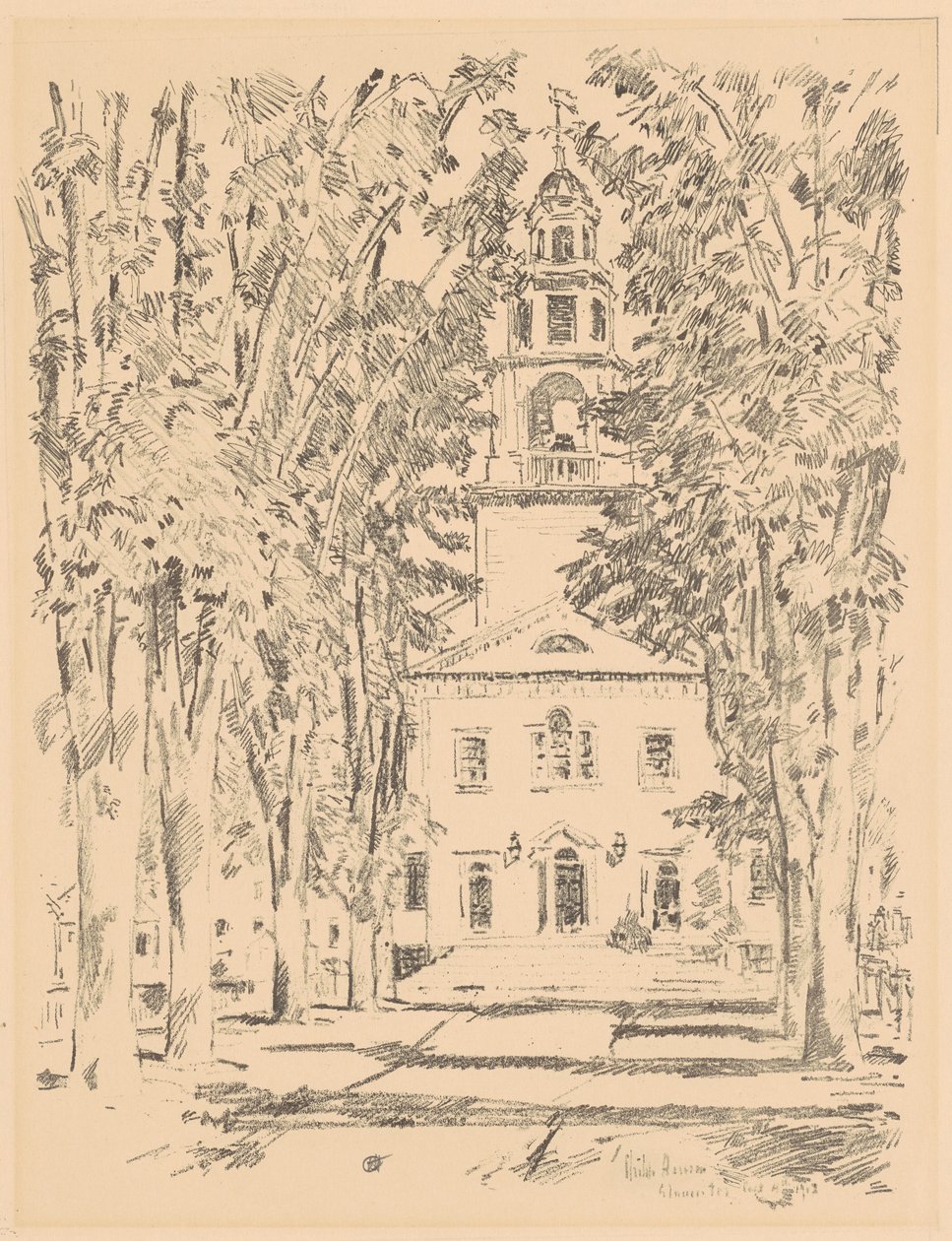 Colonial Church, Gloucester, 1918. tekijältä Frederick Childe Hassam