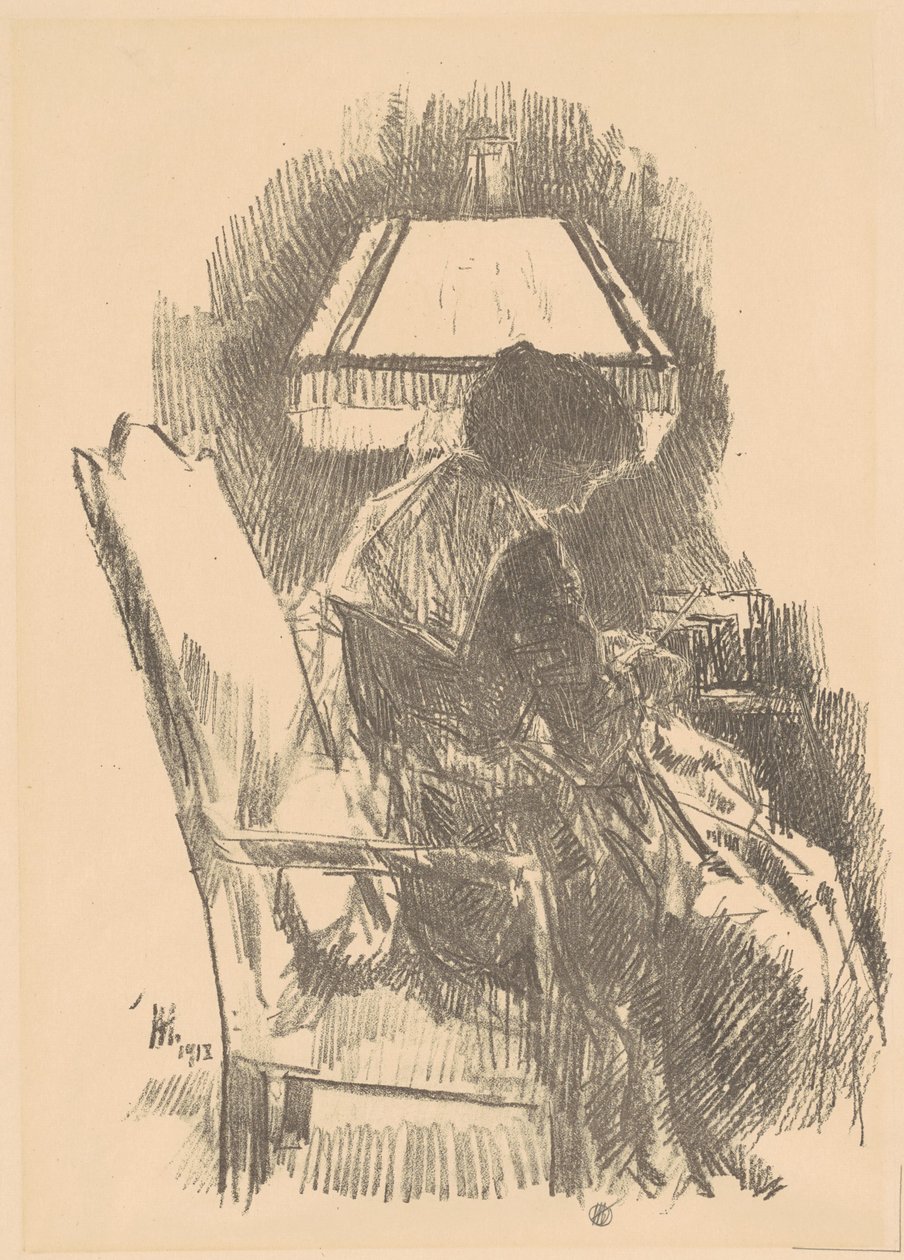 Rouva Hassam Knitting iso, 1918. tekijältä Frederick Childe Hassam