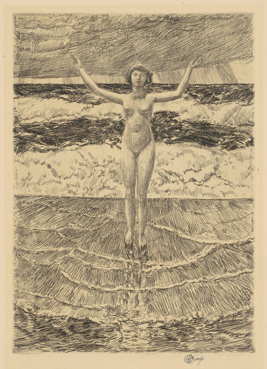 Sadepisarat ja surffaus, 1921. tekijältä Frederick Childe Hassam