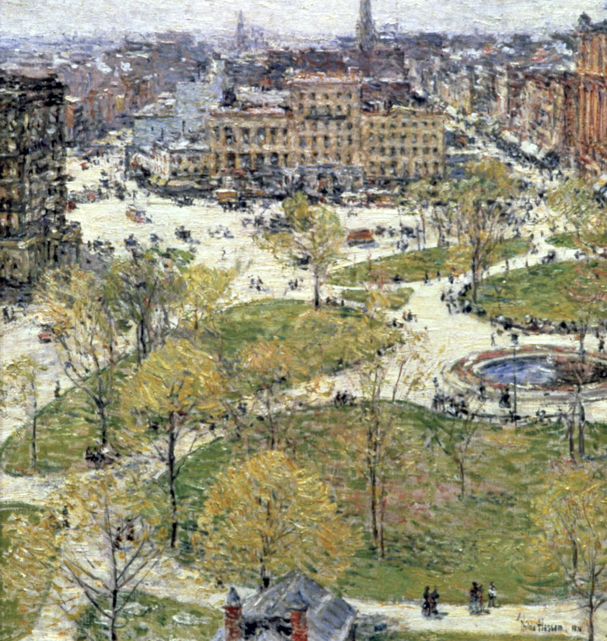 "Union Square in Spring", 1896 tekijältä Frederick Childe Hassam