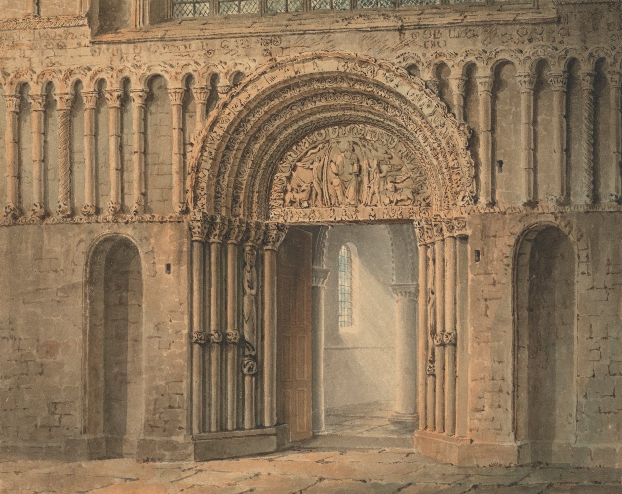 West Door, Rochesterin katedraali, Kent tekijältä Frederick Mackenzie