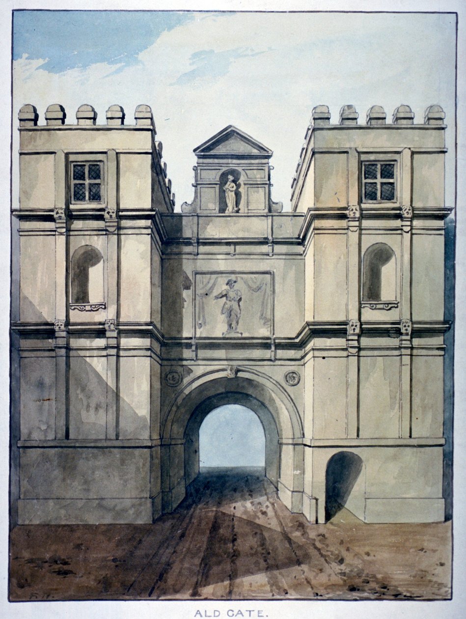 Aldgate, Lontoo, 1820 tekijältä Frederick Nash
