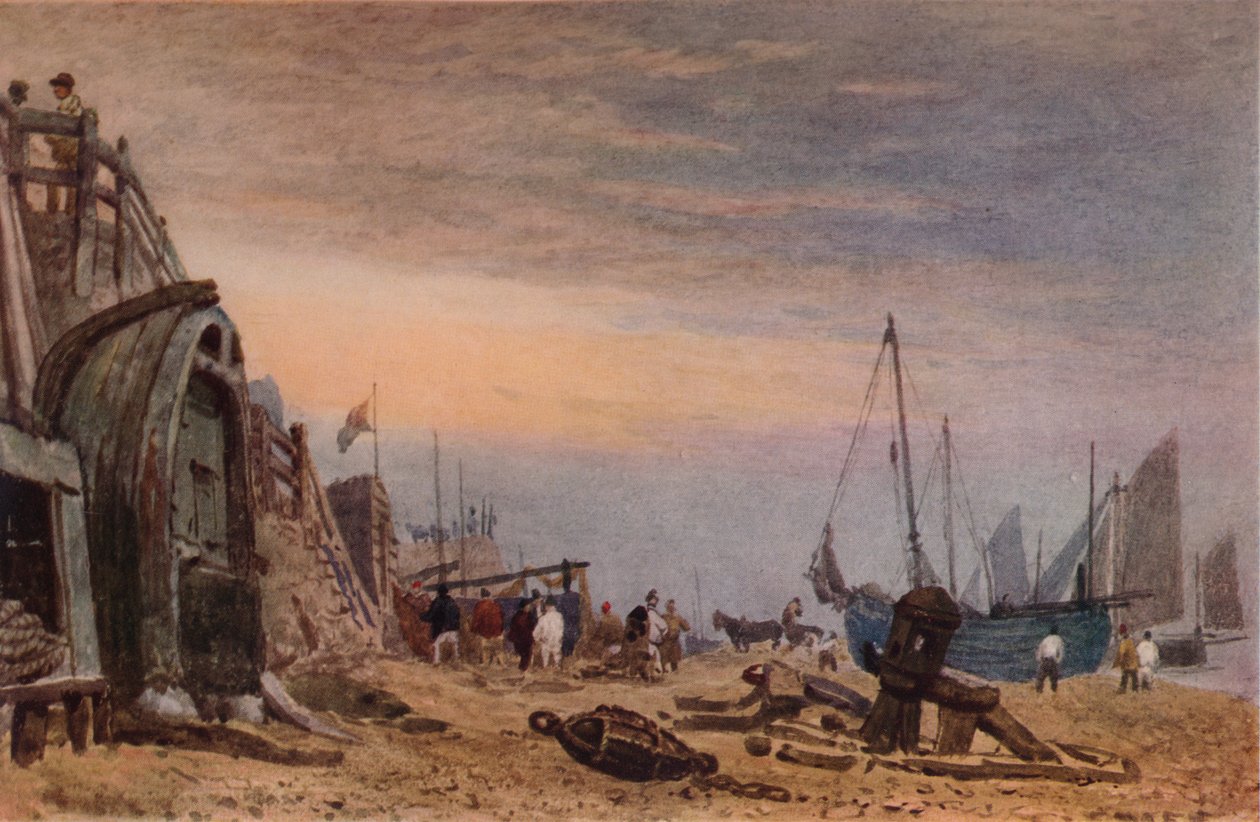 Brighton Beach, hämärän poisto, c1820 tekijältä Frederick Nash