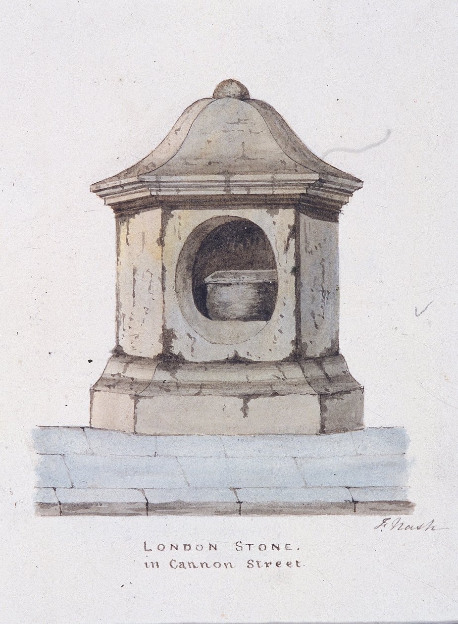 London Stone, Cannon Street, Lontoo, 1816 tekijältä Frederick Nash