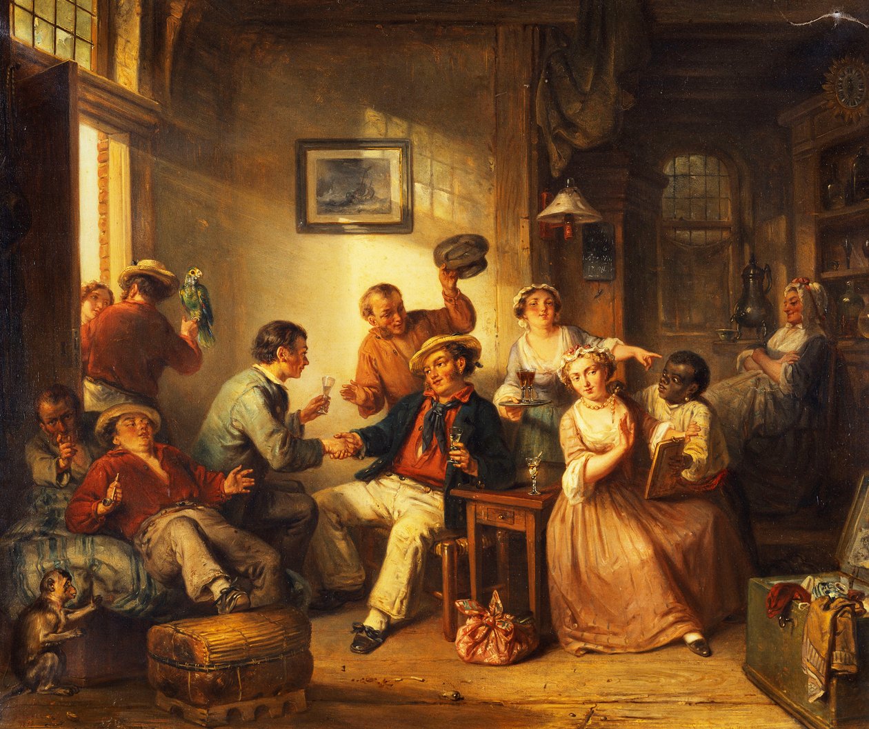 Tavernassa lepäävät matkustajat, 1852 tekijältä Frederick Trevelyan Goodall