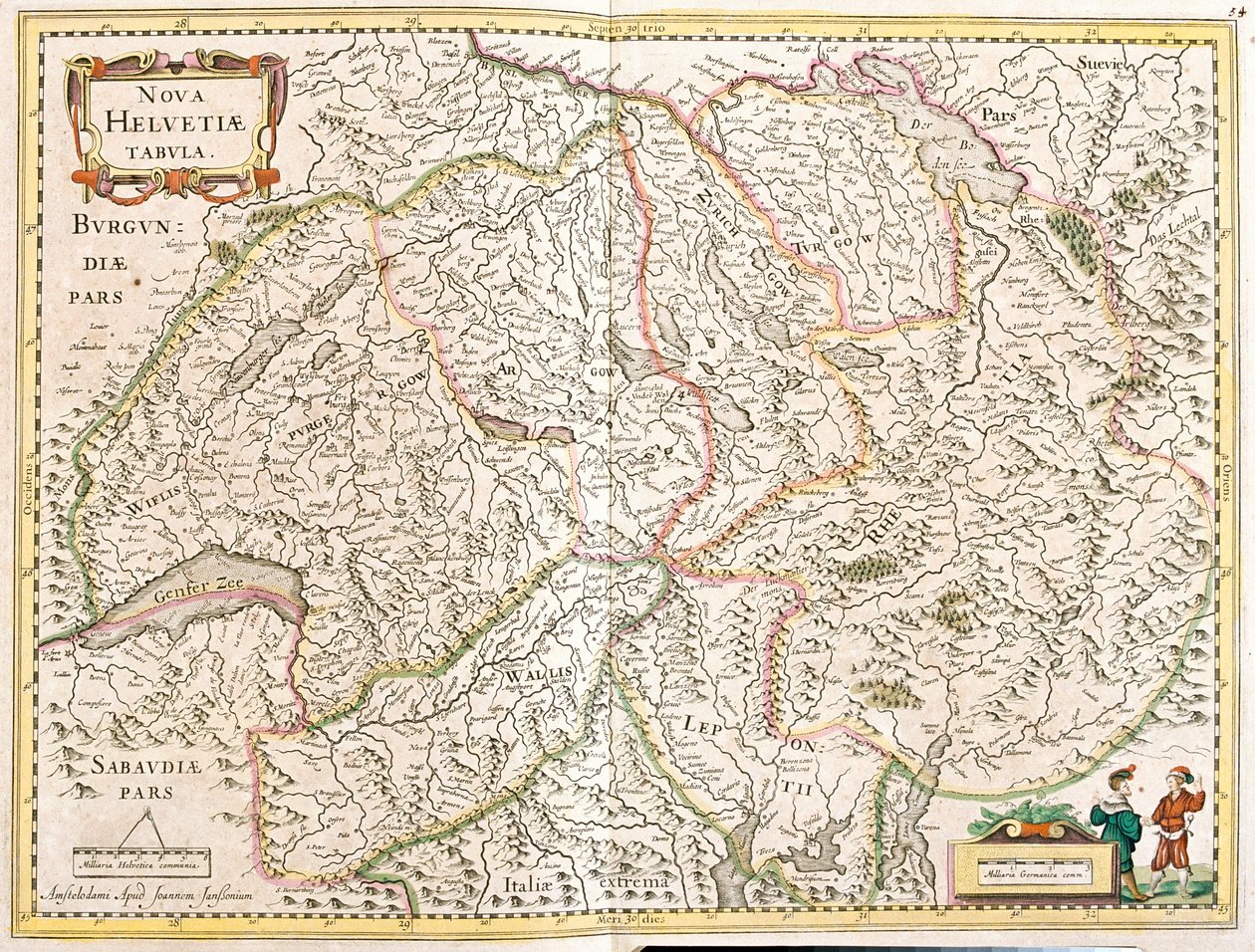 Sveitsin kartta (etsaus tekijältä Frederick de Wit