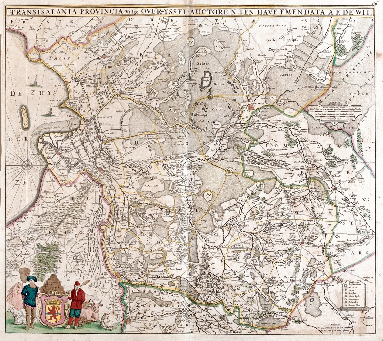 Transilvanian maakunnan kartta (Romania) (etsaus tekijältä Frederick de Wit