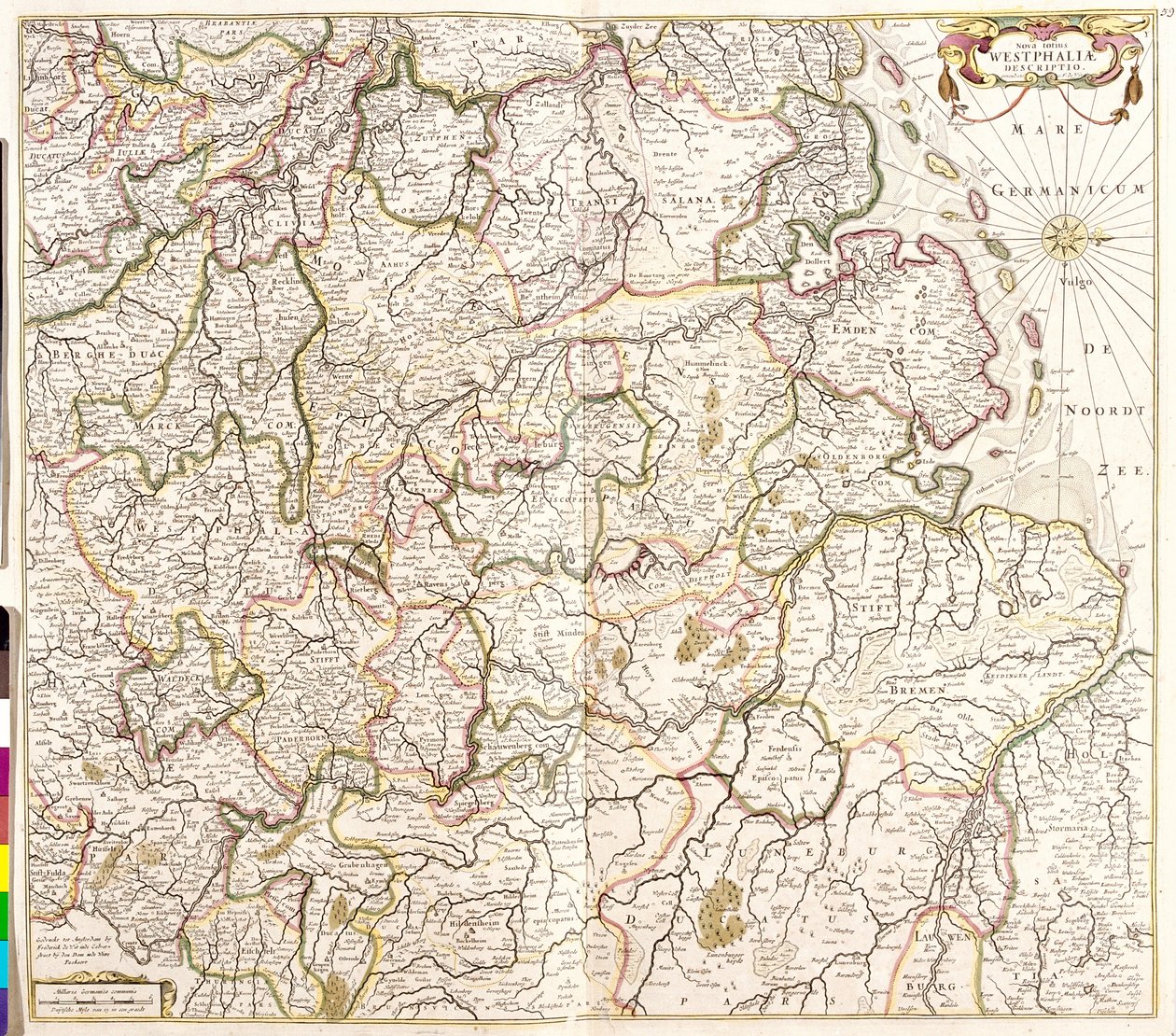 Westfalenin kartta (Saksa) (etsaus tekijältä Frederick de Wit