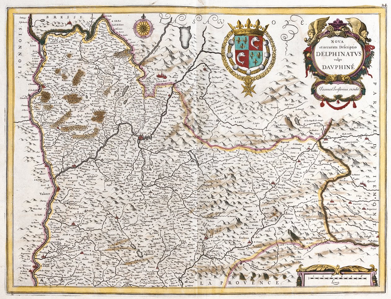 Dauphinen kartta (Ranska) (etsaus tekijältä Frederick de Wit