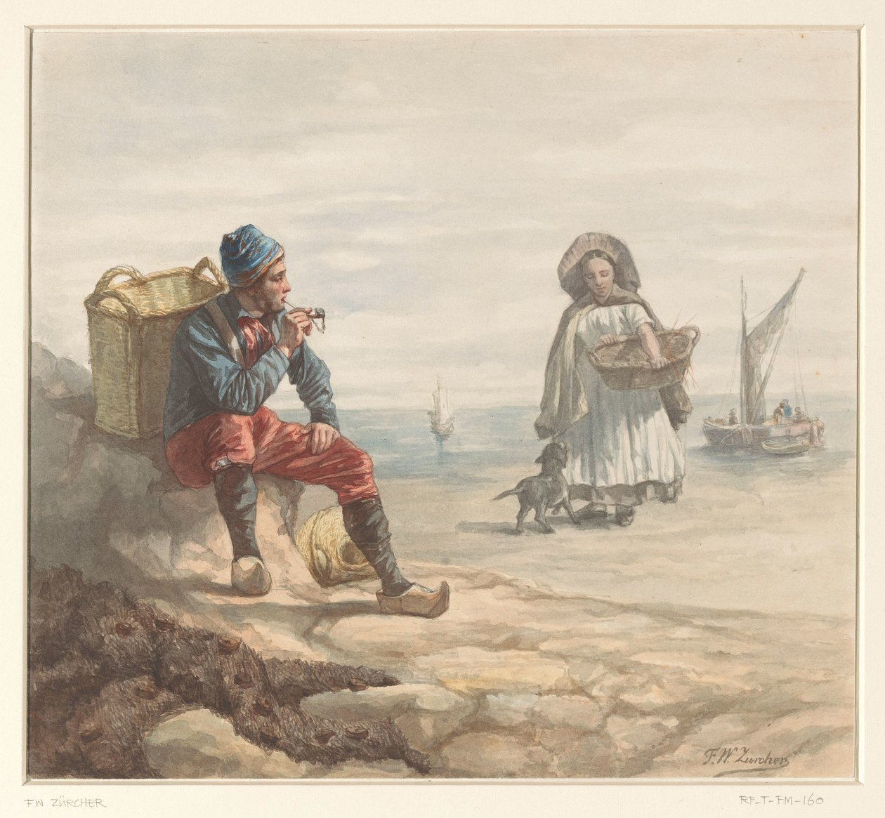 Kalastajat rannalla tekijältä Frederik Willem Zürcher