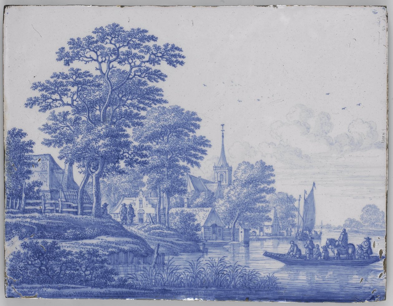 Suorakaiteen muotoinen laatta jokimaisemalla tekijältä Frederik van Frytom (attributed to)