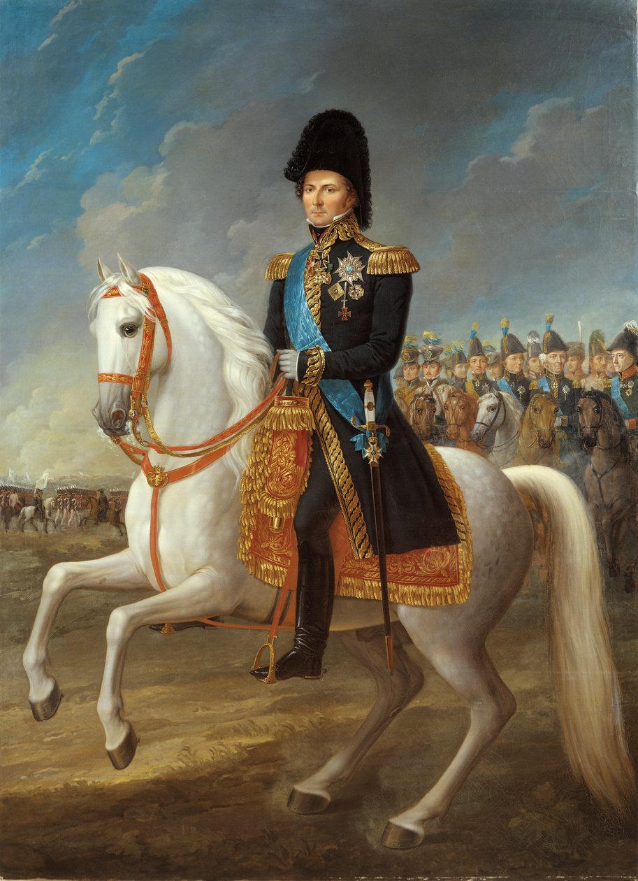 Karl XIV Johan, Ruotsin ja Norjan kuningas (1763-1844), kruununprinssi, saapuu Leipzigiin 1813 tekijältä Fredric Westin