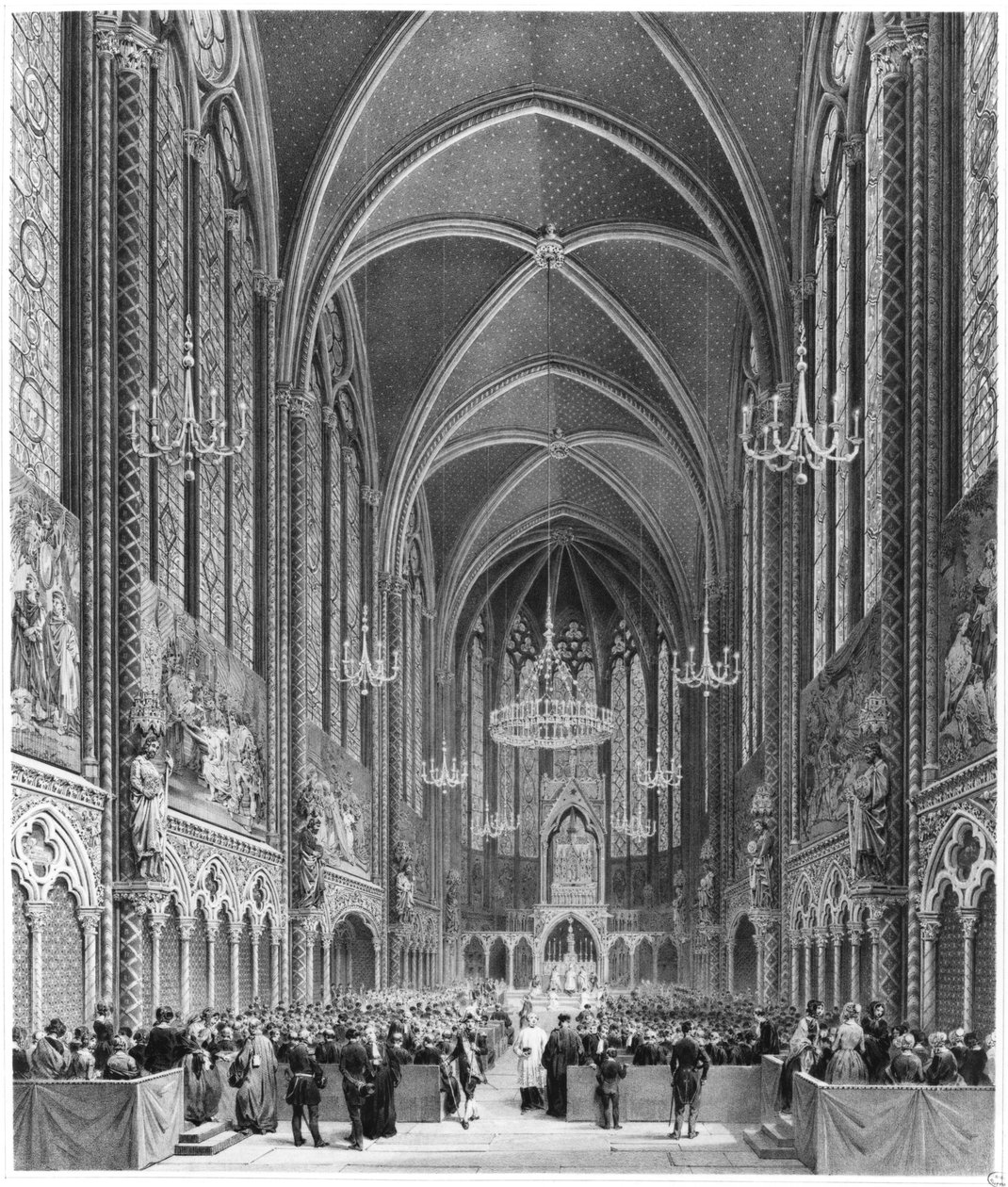 Magistratuurin messun vietto Sainte Chapellen kirkossa, noin 1849. tekijältä French School