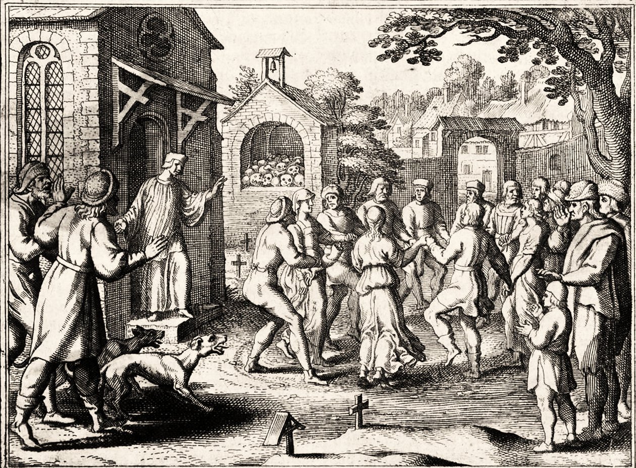 Tanssiva rutto, Strasbourg, Alsace. 1518 tekijältä French School