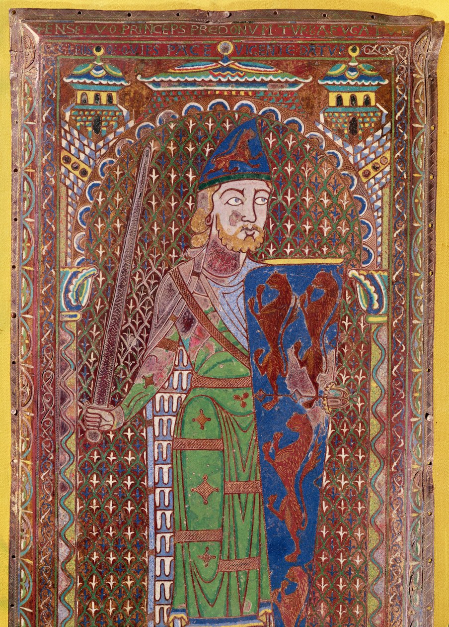Yksityiskohta Geoffrey Plantagenetin hautalaatta, n. 1151-55 (emali kullatulla kuparilla) (katso myös 179331) tekijältä French School