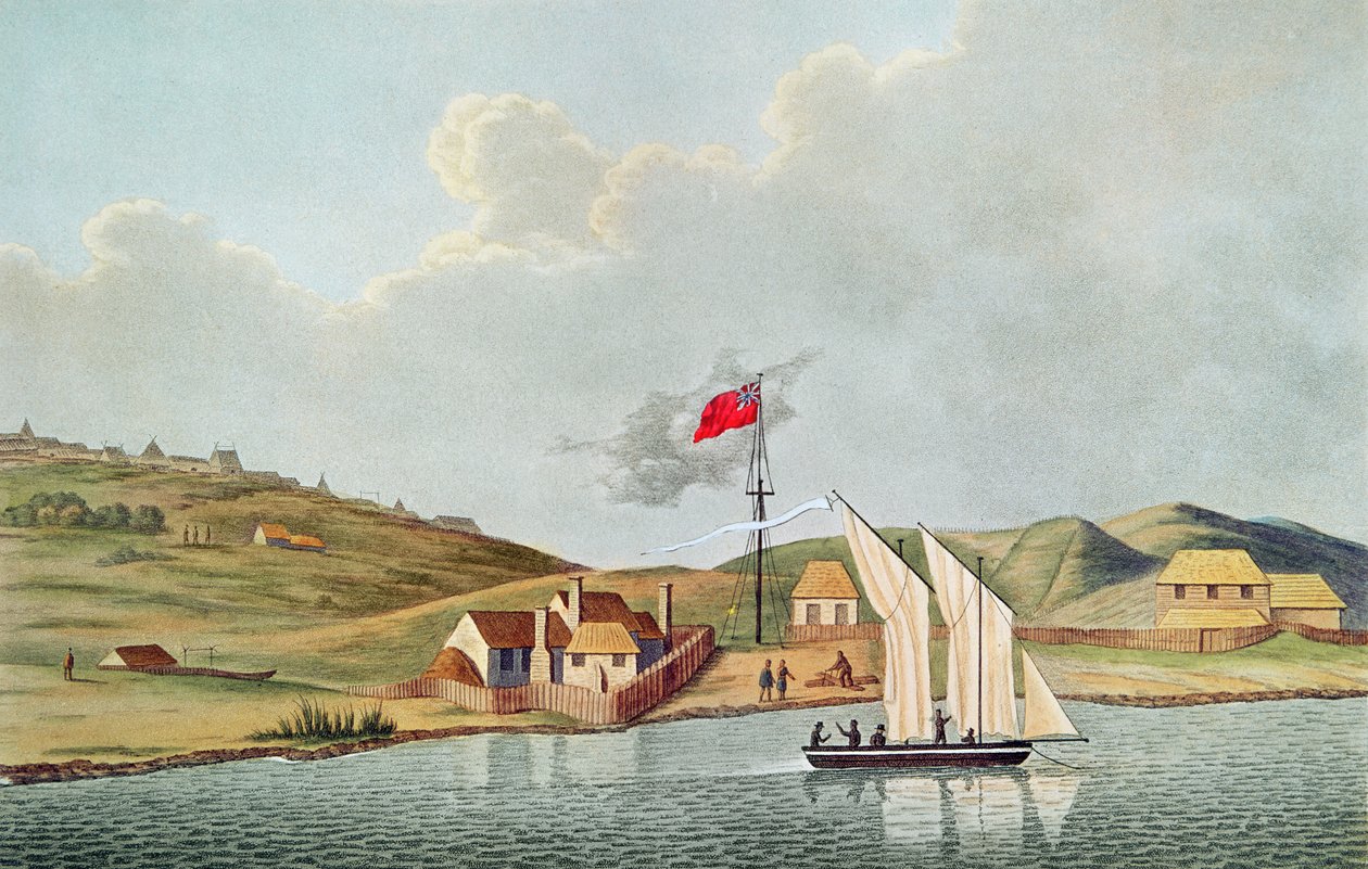Englantilaiset lähetyssaarnaajat Kidikidissä, Uudessa-Seelannissa, Louis Claude de Freycinet