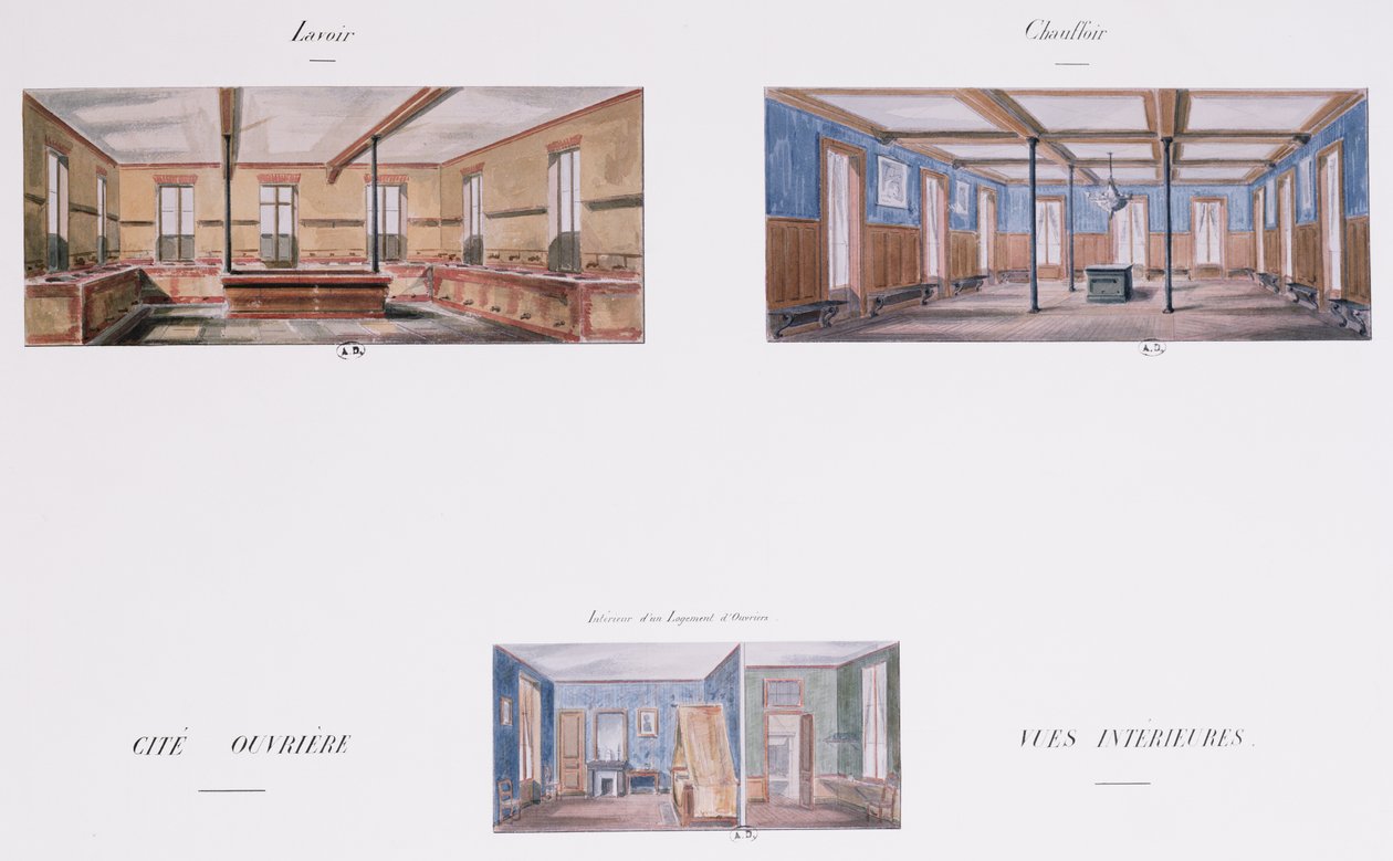 Sisustussuunnitelmat Napoleonin asuntoalueelle, 58 rue Rochechouart, Paris, 1849 tekijältä French School