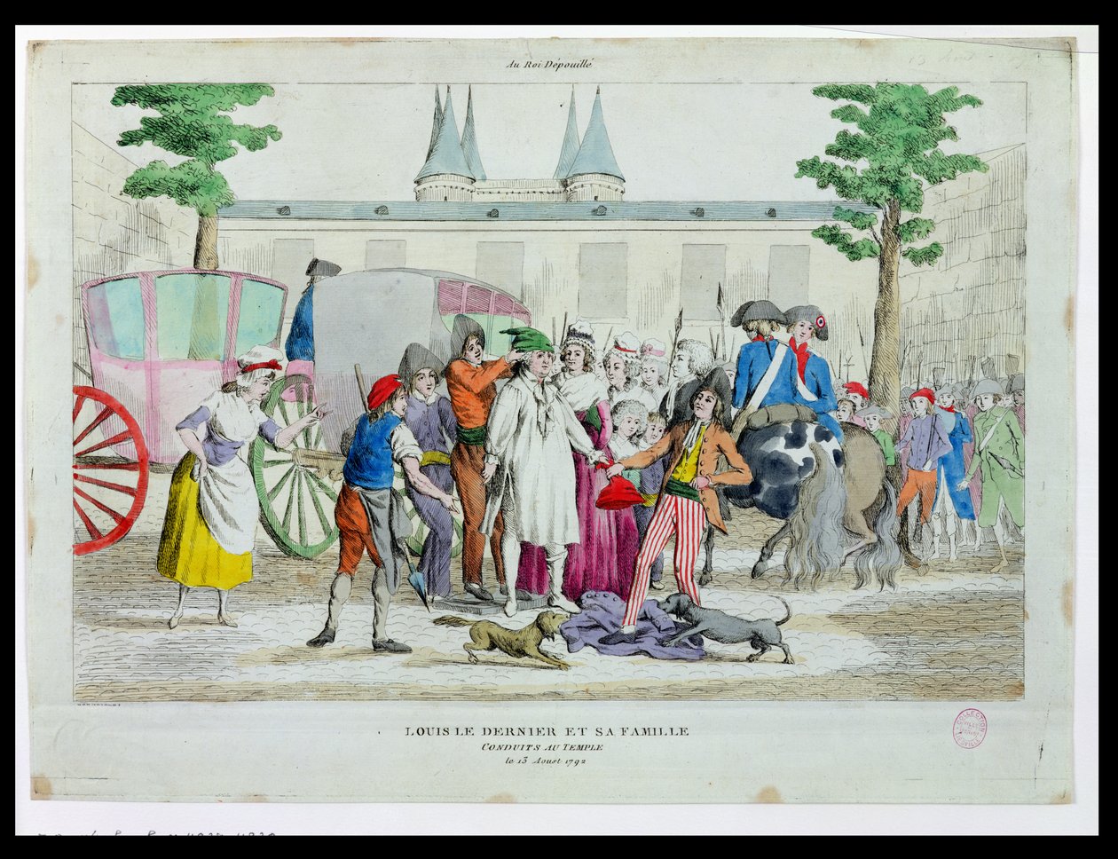 Ludvig XVI (1754-93) ja hänen perheensä vietiin temppeliin 13. elokuuta 1792 tekijältä French School