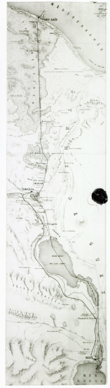 Suezin kanavan kartta, noin 1869 tekijältä French School