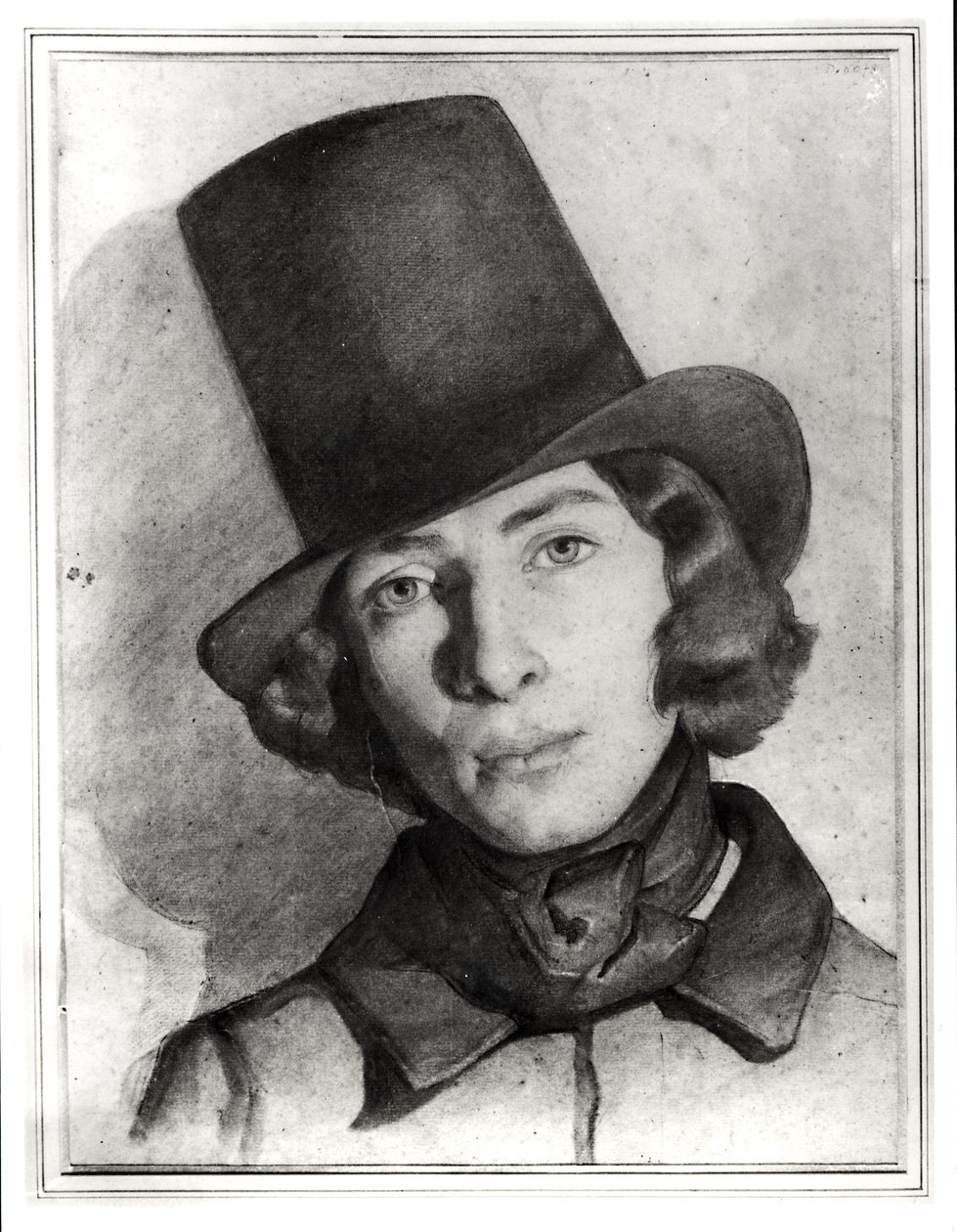 Muotokuva Maurice Sandista (1823-89) (guassi ja pierre noire paperille) tekijältä French School