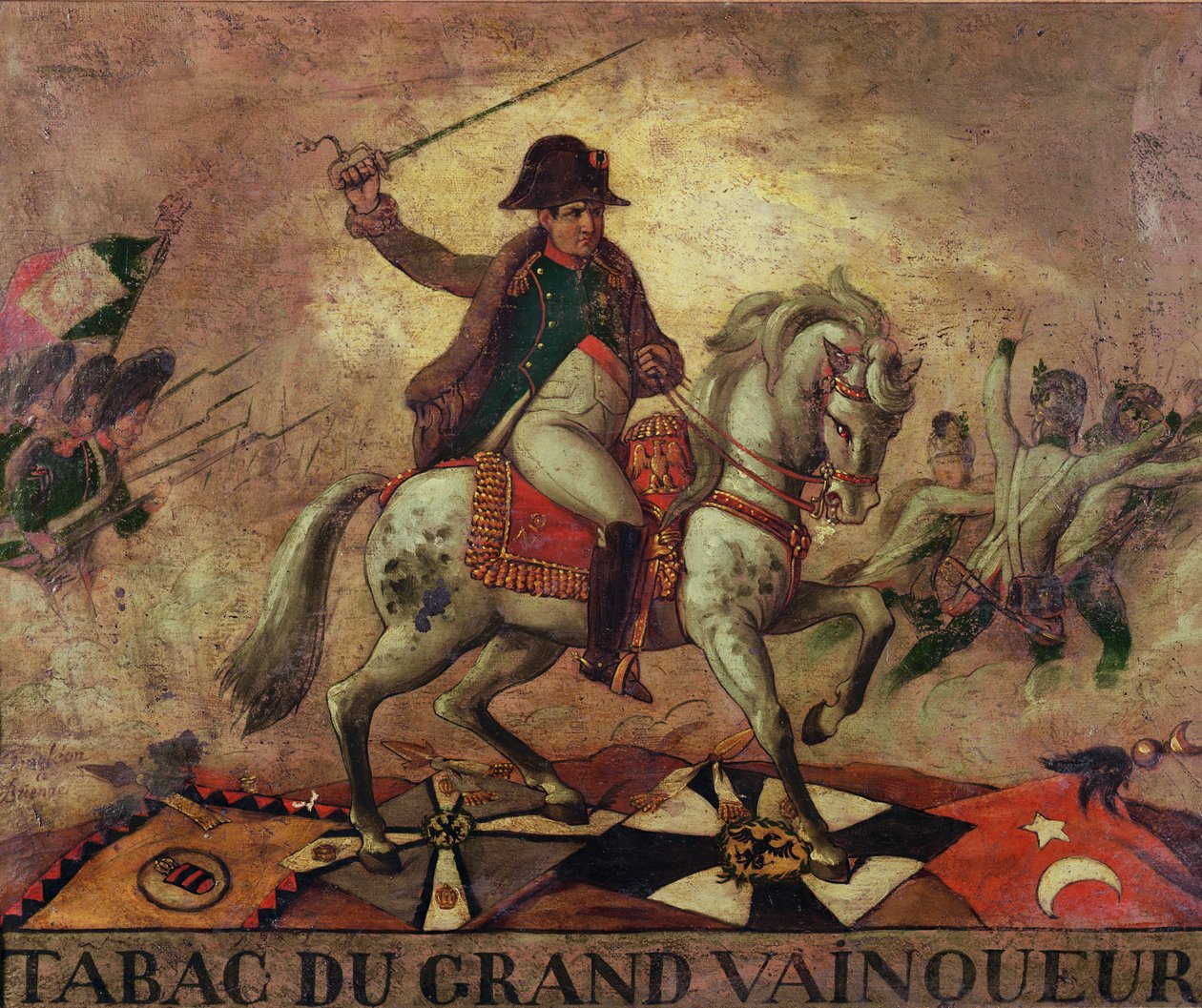 "Tabac du Grand Vainqueur", tupakkakaupan kyltti, joka kuvaa Napoleon I:tä (1769-1821) tekijältä French School
